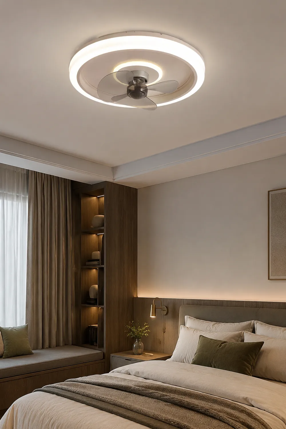 Edge 2-Light Ring Ceiling Fan with Light, 4 Color, DIA 20" - Lumpaz