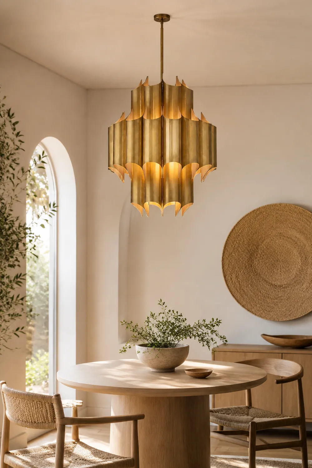 Evette Simple Retro Creative Chandelier Brass Metal Bedroom - Lumpaz