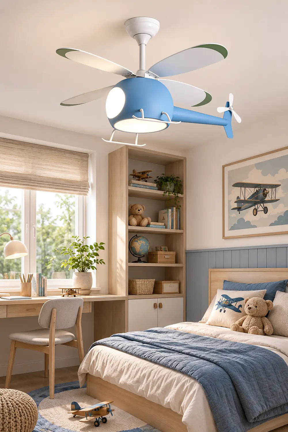 Minori 4-Blade Blue Jet DC Ceiling Fan with Light, Summer, 31.5'' - Lumpaz
