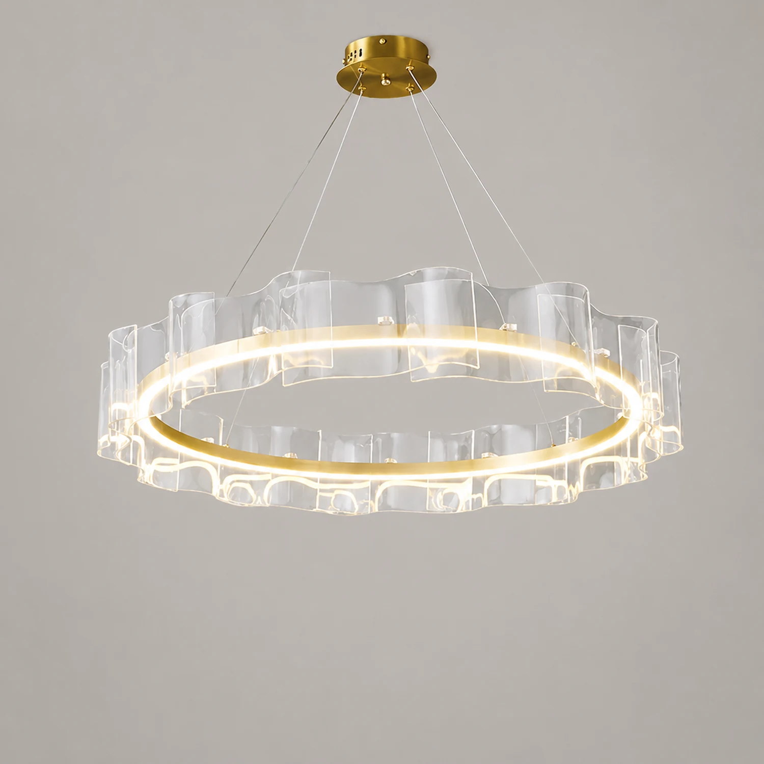 Evette Creative Ring Metal/Arcylic Pendant Light, Gold - Lumpaz