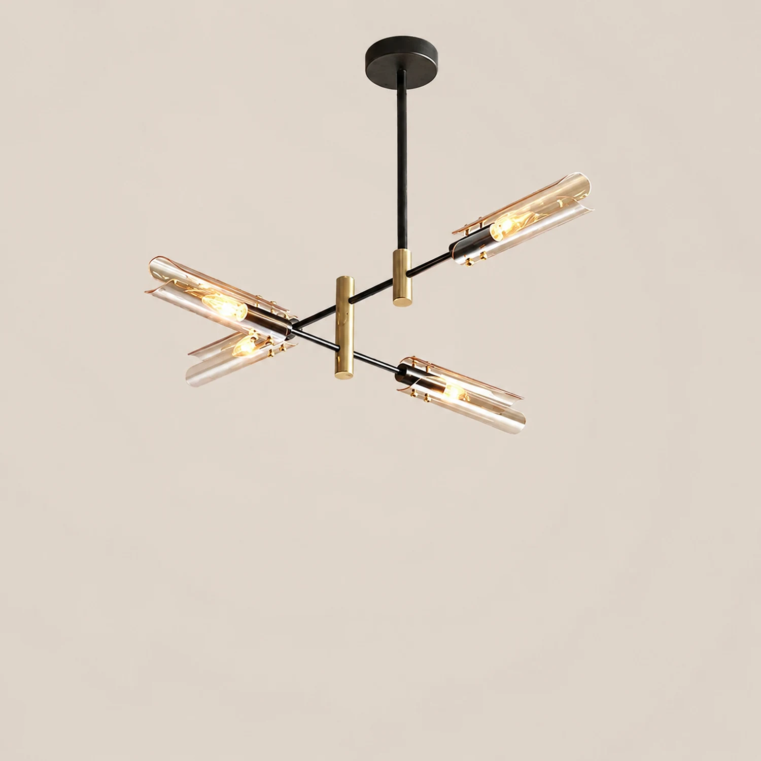 Sanna Modern Metal/Glass Semi-Flush Mount Ceiling Light, Gray/Amber - Lumpaz
