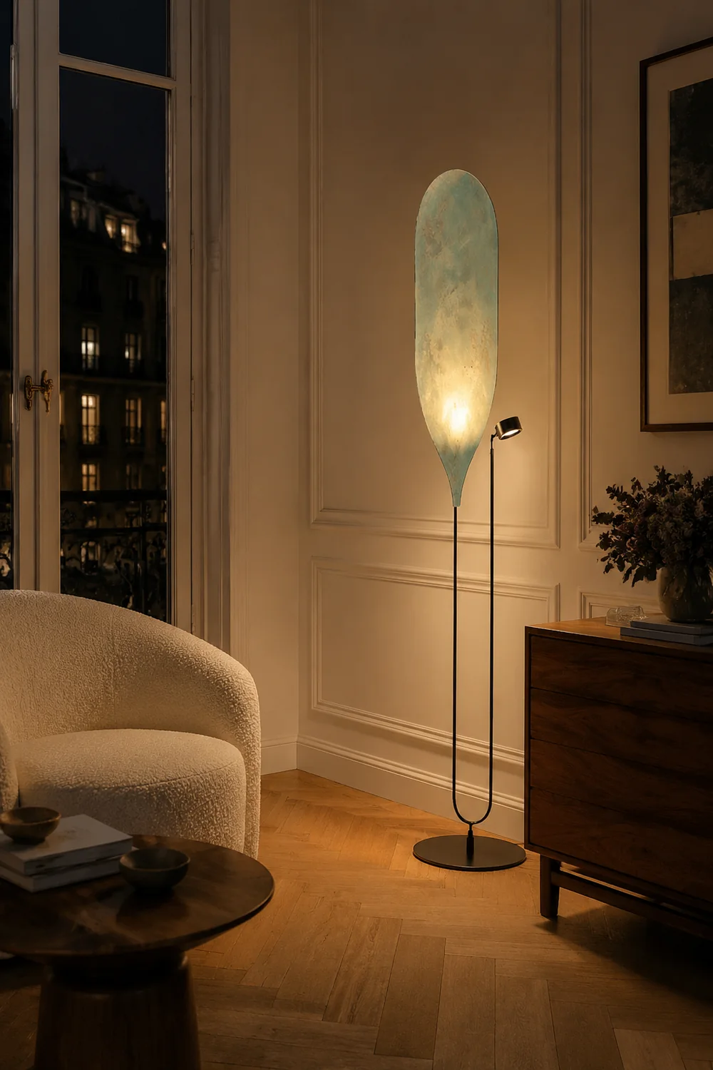 Salgado LED Floor Lamp, Metal, Reddish Brown/Aqua Blue - Lumpaz
