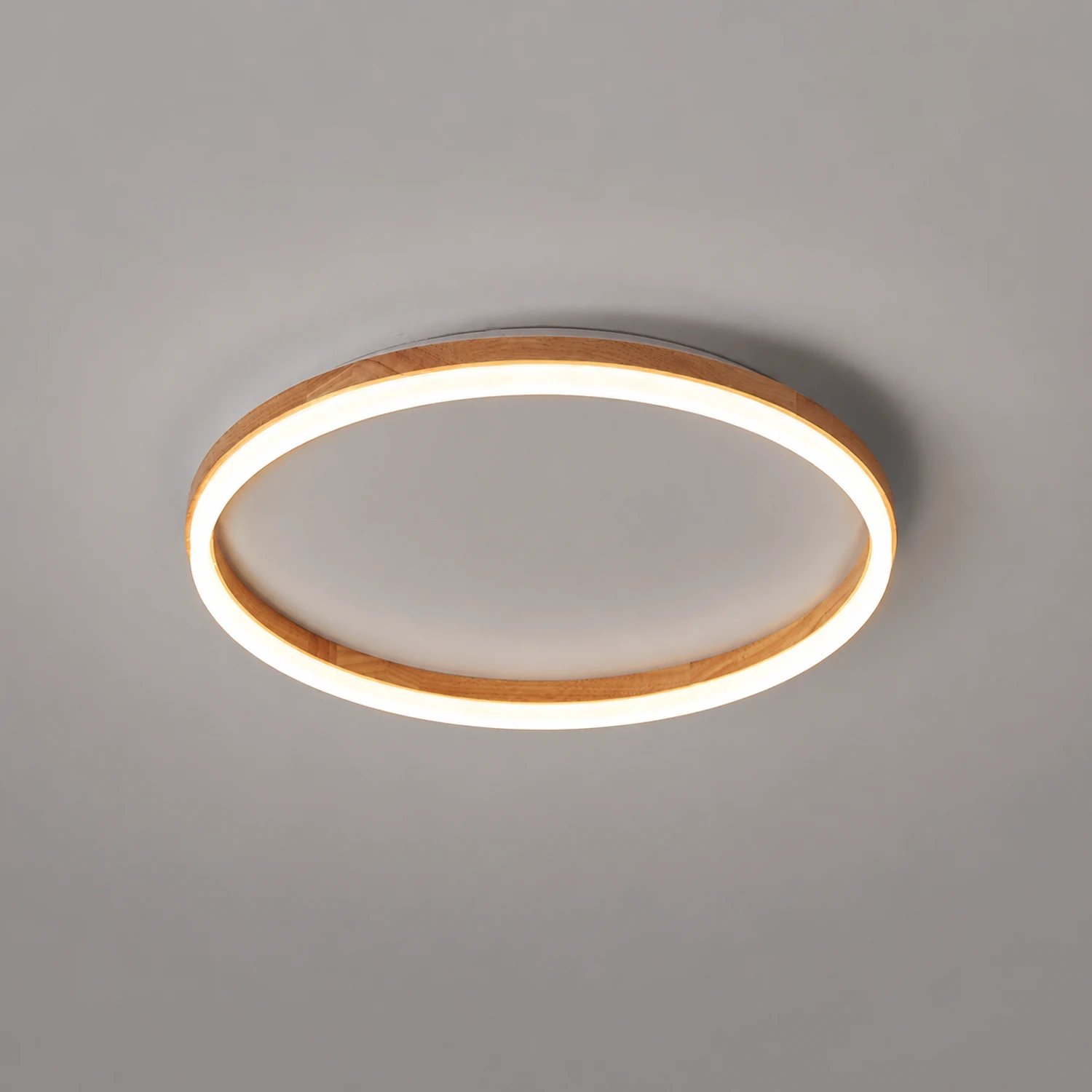 Ozawa Round Modern Flush Mount Ceiling Light Wood Acrylic Bedroom - Lumpaz