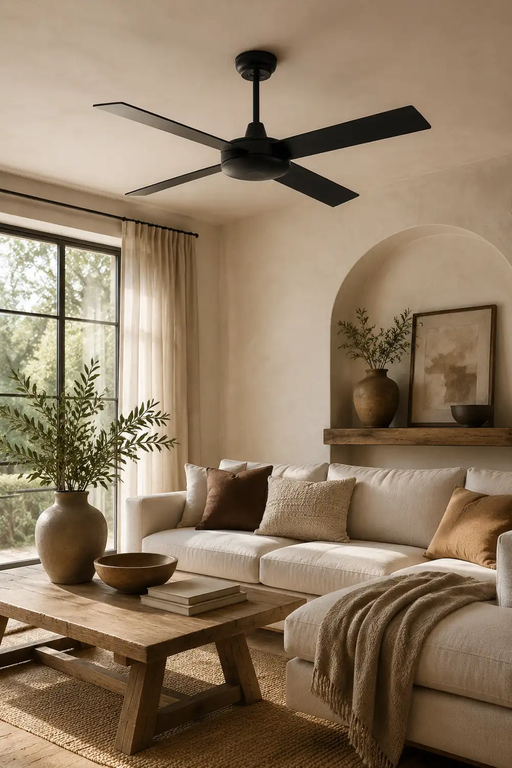 Haydn 4-Blade Industrial Black DC Ceiling Fan, Summer, 47'' - Lumpaz