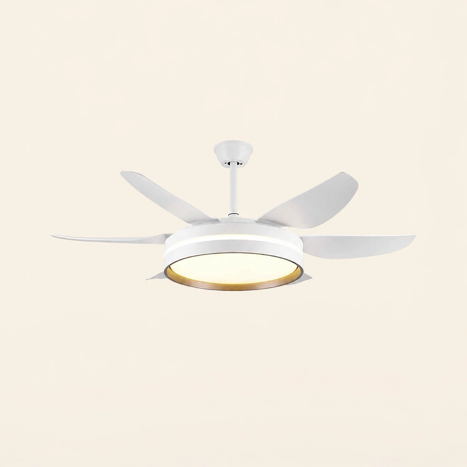 Haydn 6-Blade Basic Modern DC Ceiling Fan with Light, White, 51'' - Lumpaz
