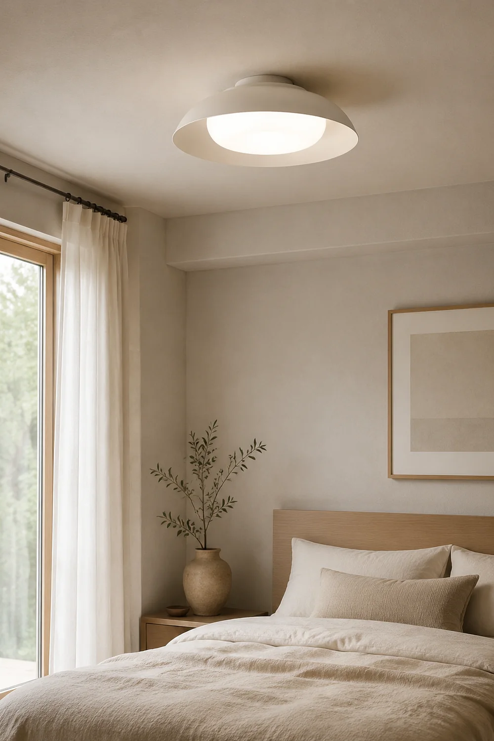 Carins Nordic Bowl Acrylic Flush Mount Ceiling Light, White - Lumpaz