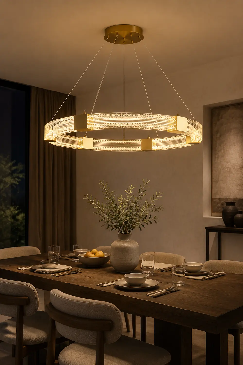 Evette Modern Round/Oval Acrylic/Metal Pendant Light, Gold - Lumpaz