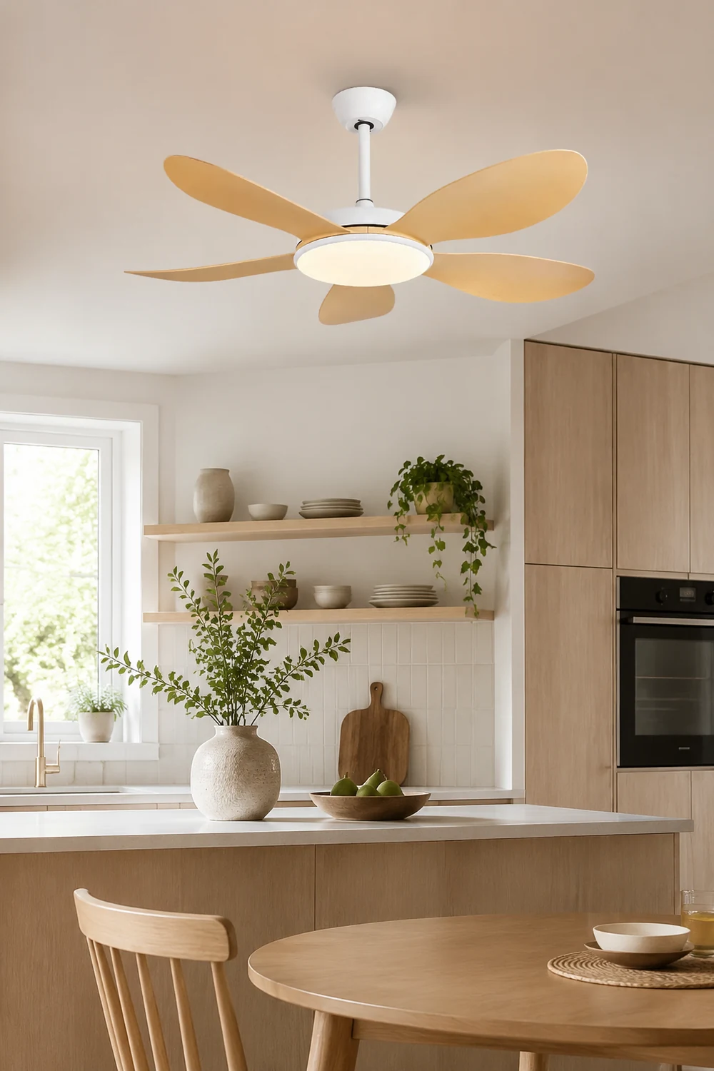 Ozawa 5-Blade Modern Wood DC Ceiling Fan with Light, 47.2''/51.2'' - Lumpaz