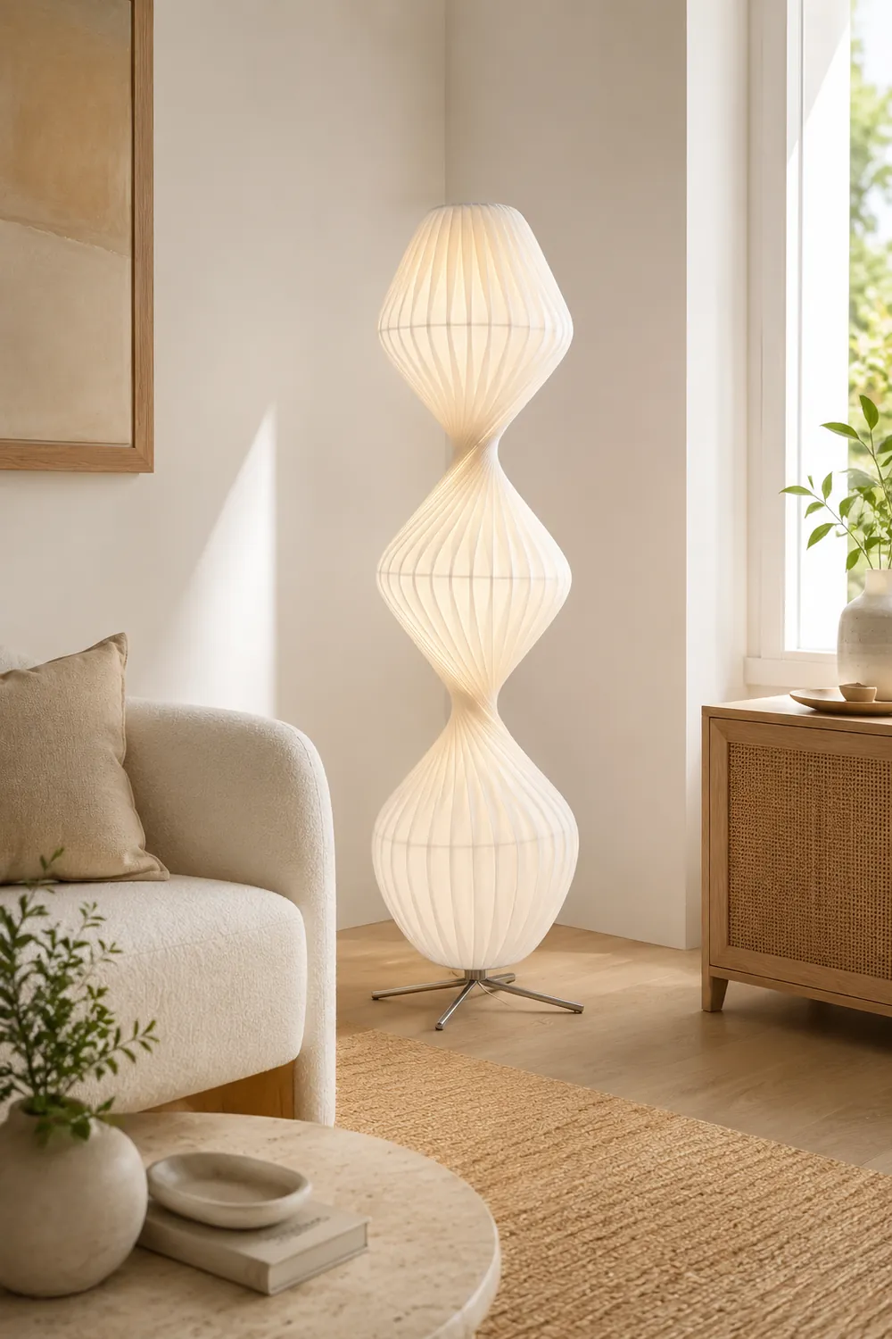 Renée Modern Pleated Fabric Metal Floor Lamp - Lumpaz