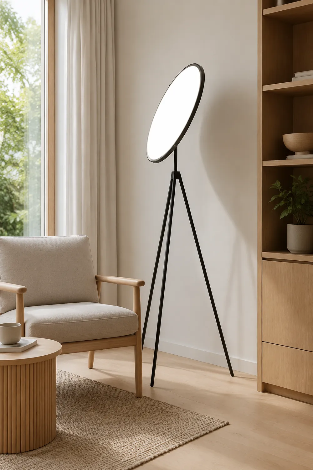 Salgado Modern Minimalist Metal Tripod Projector Floor Lamp, Black/White - Lumpaz