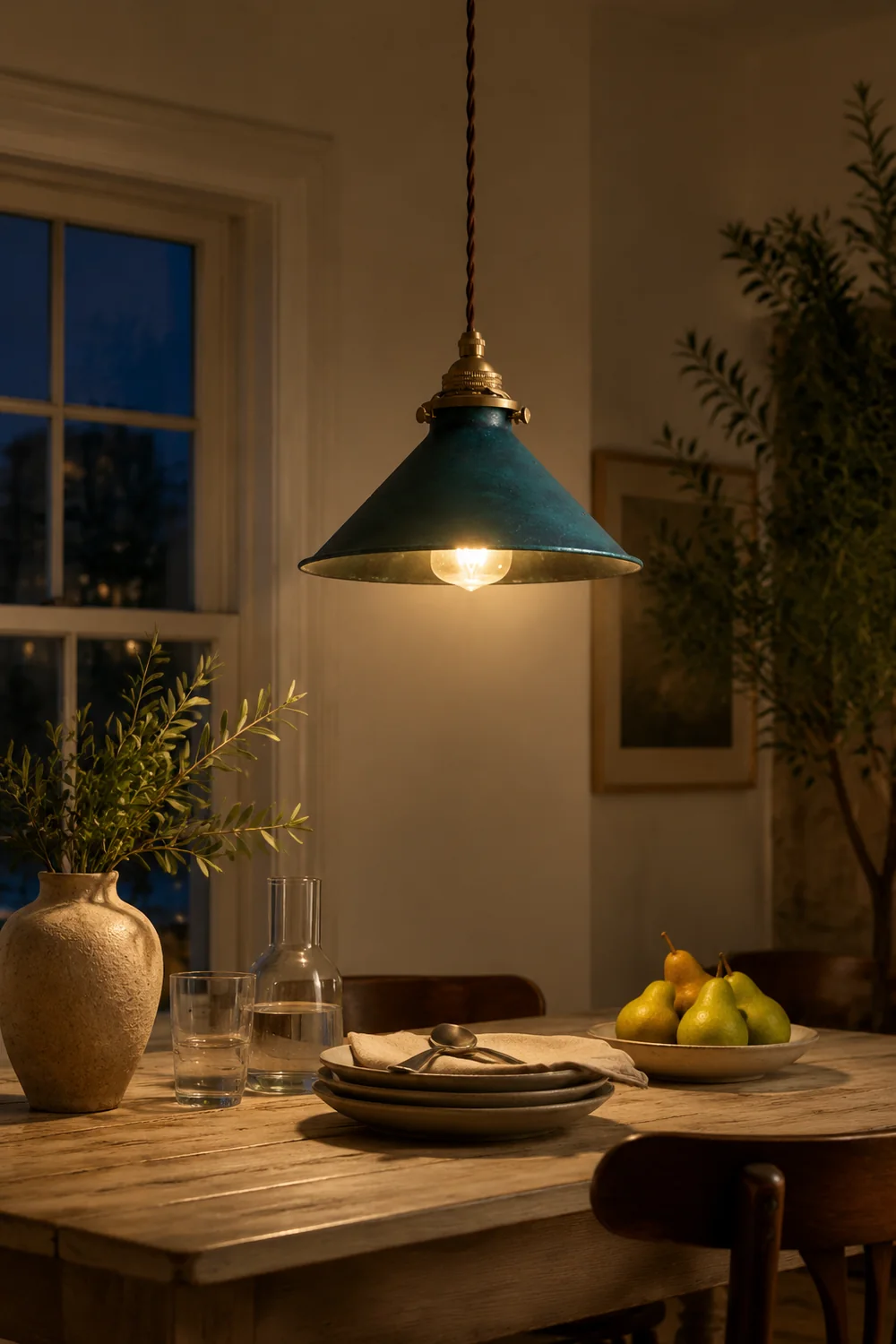 Alessio Vintage LED Rustic Pendant Light Metal Blue Kitchen Balcony - Lumpaz