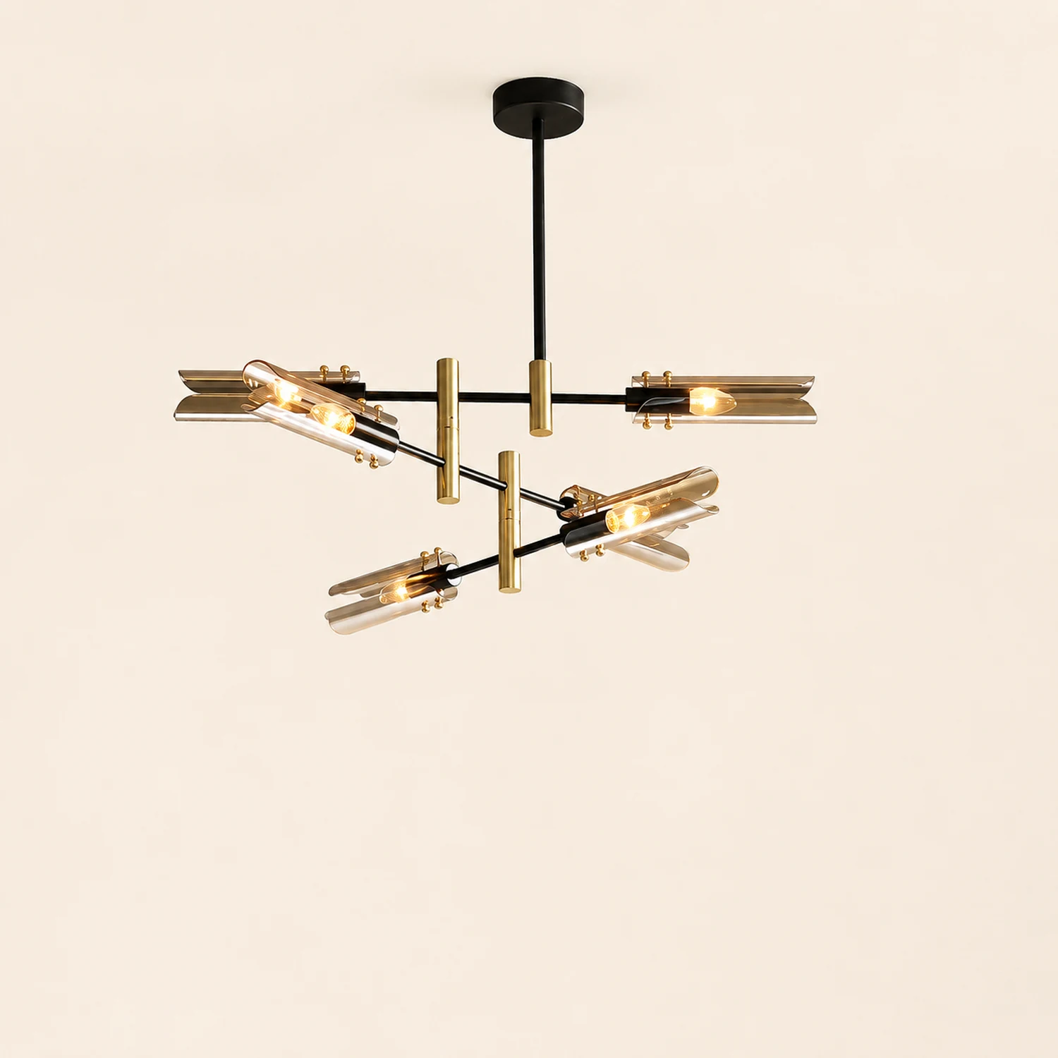 Sanna Modern Metal/Glass Semi-Flush Mount Ceiling Light, Gray/Amber - Lumpaz