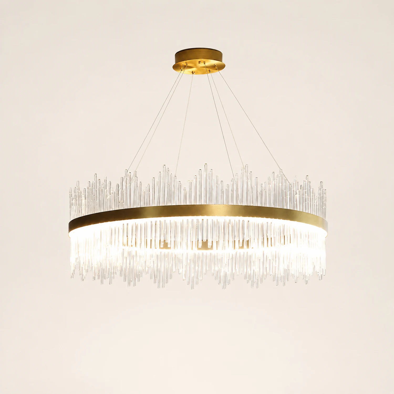 Marilyn Modern Round/Rectangular Chain Chandelier, Gold - Lumpaz