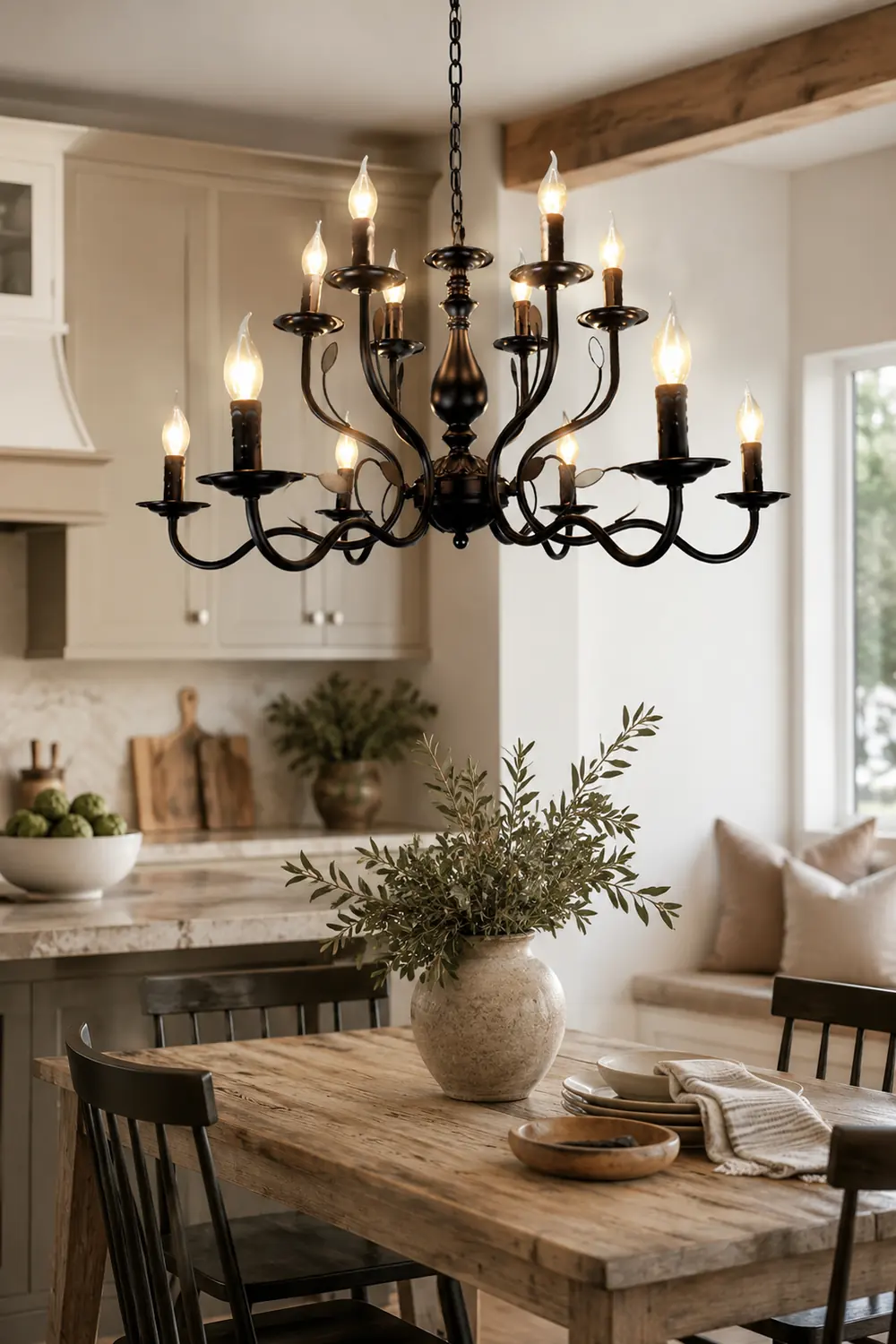 Silva Transitional Candle Chain Chandelier, Black - Lumpaz