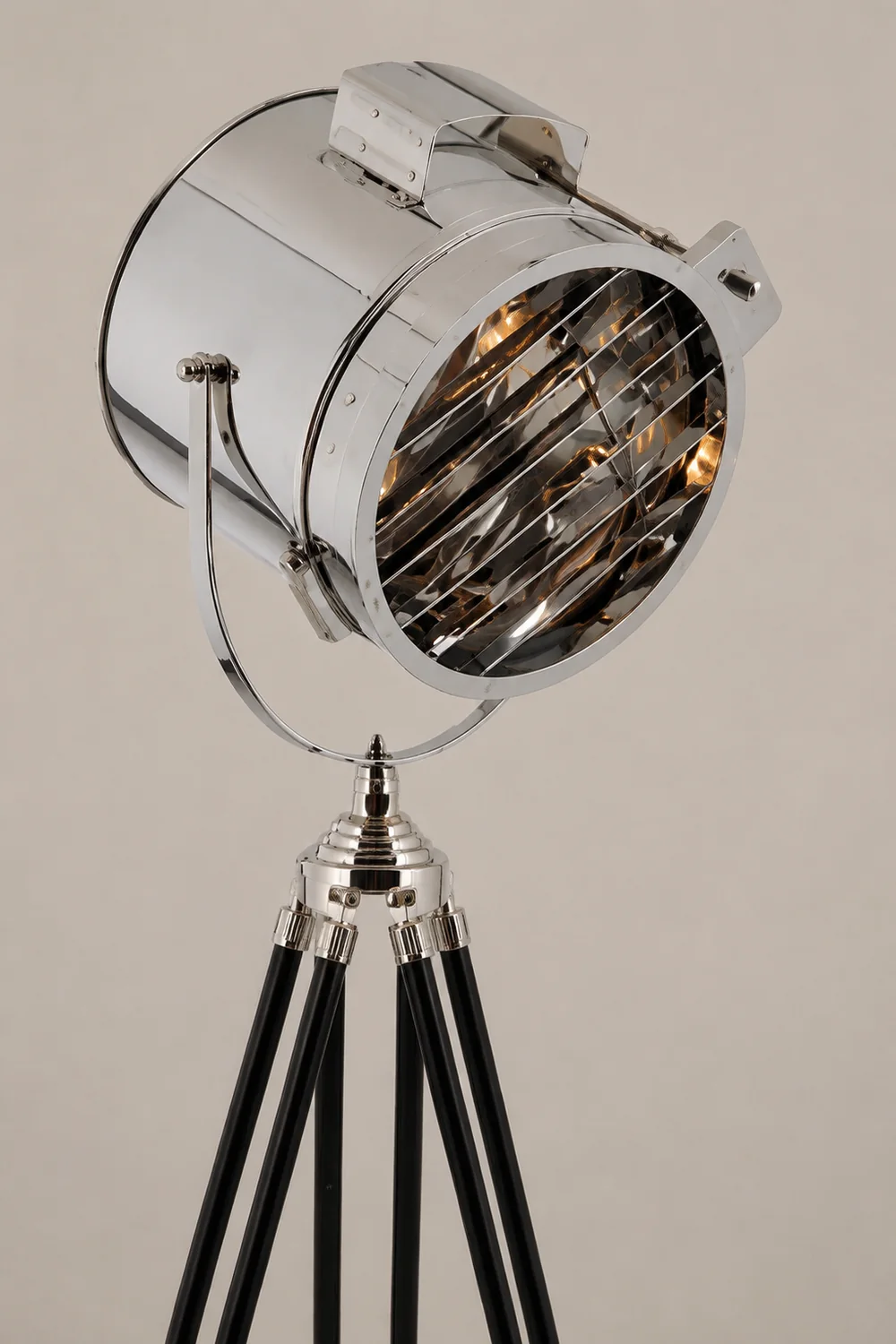 Salgado Retro Tripod Metal Floor Lamp, Silver, Bedroom/Study - Lumpaz