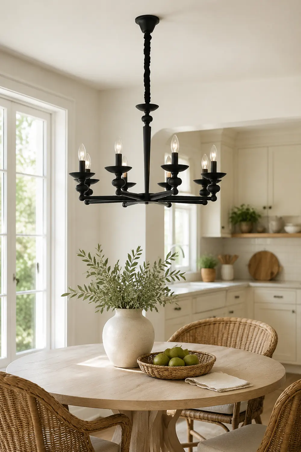 Alessio Retro Candle Wall Lamp/Black Chandelier for Living Room, Dining Room - Lumpaz