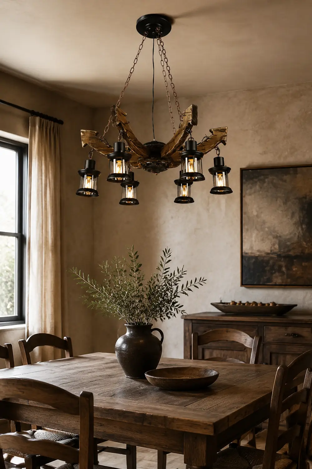 Austin Pendant Light Mid Century/Modern, Metal/Wood, Dining Room - Lumpaz