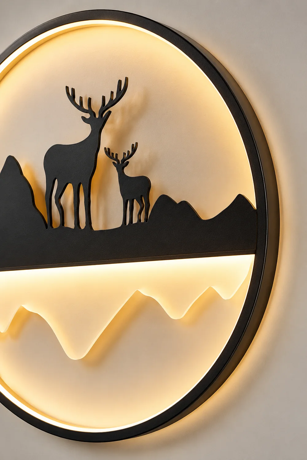 Round Mountain Scenery Silhouette Dimmable with Remote Outdoor Wall Lights - Lumpaz