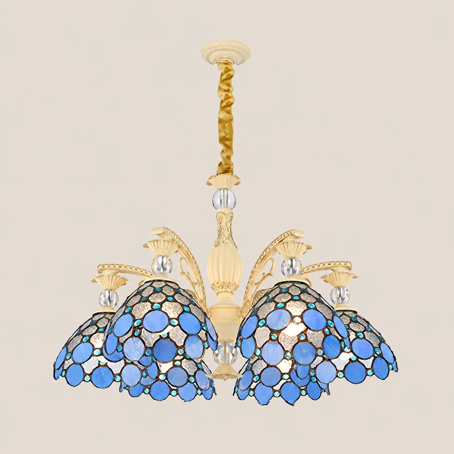 Alessio Mediterranean Branch Glass/Metal Chandelier, Blue - Lumpaz