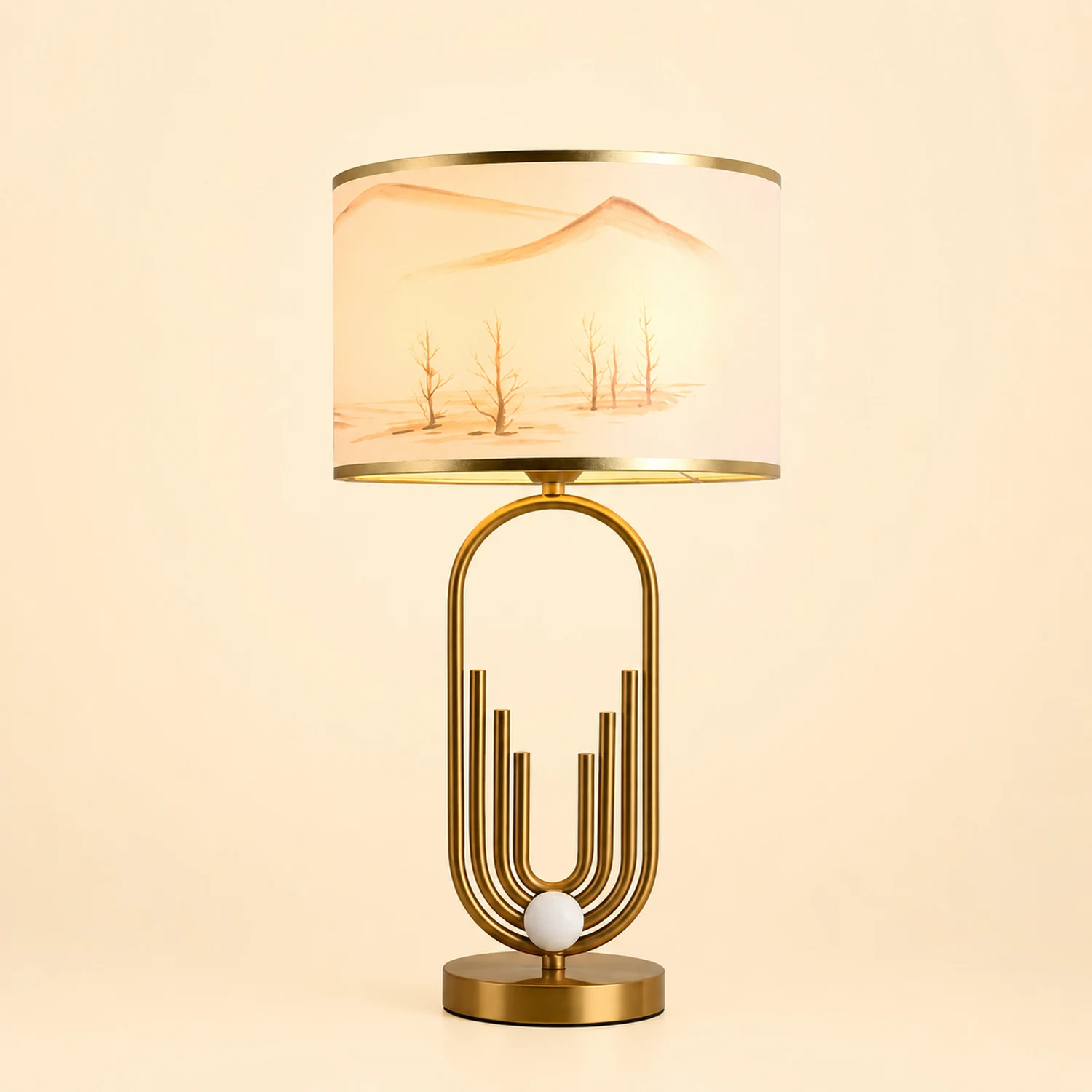 Sano Table/Floor Lamp Landscape, Metal/Fabric, Bedroom - Lumpaz