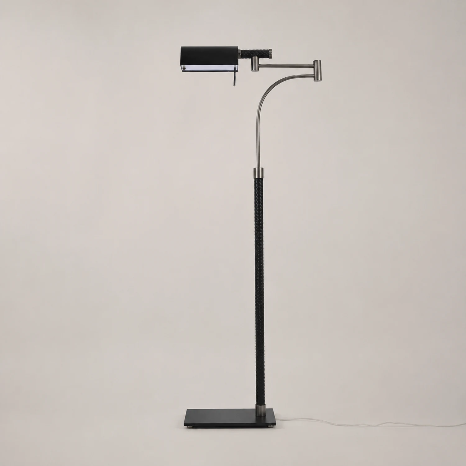 Salgado Design Modern Black Floor Lamp, Leather & Metal - Lumpaz