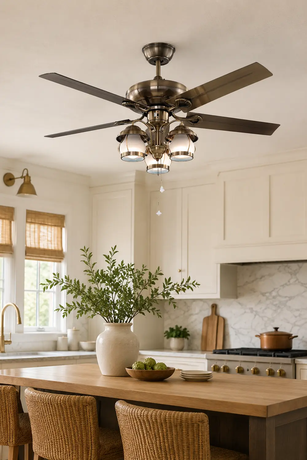 Alessio 4-Blade Rustic DC Ceiling Fan with Light, Summer, 51'' - Lumpaz