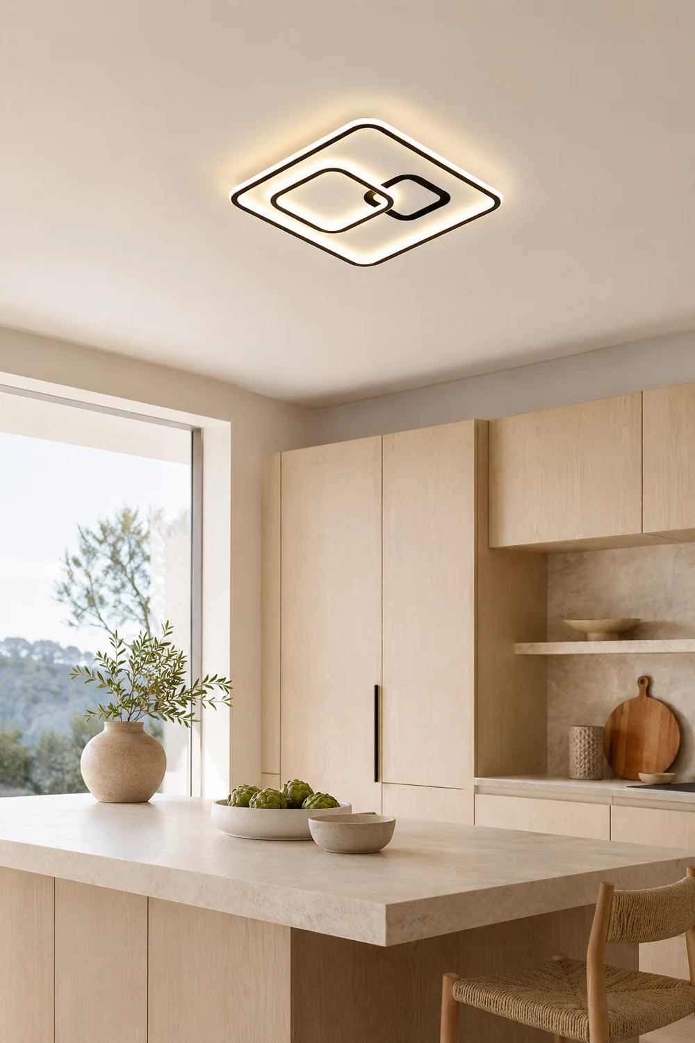 Lacey Linear Square Black Flush Mount Ceiling Light - Lumpaz