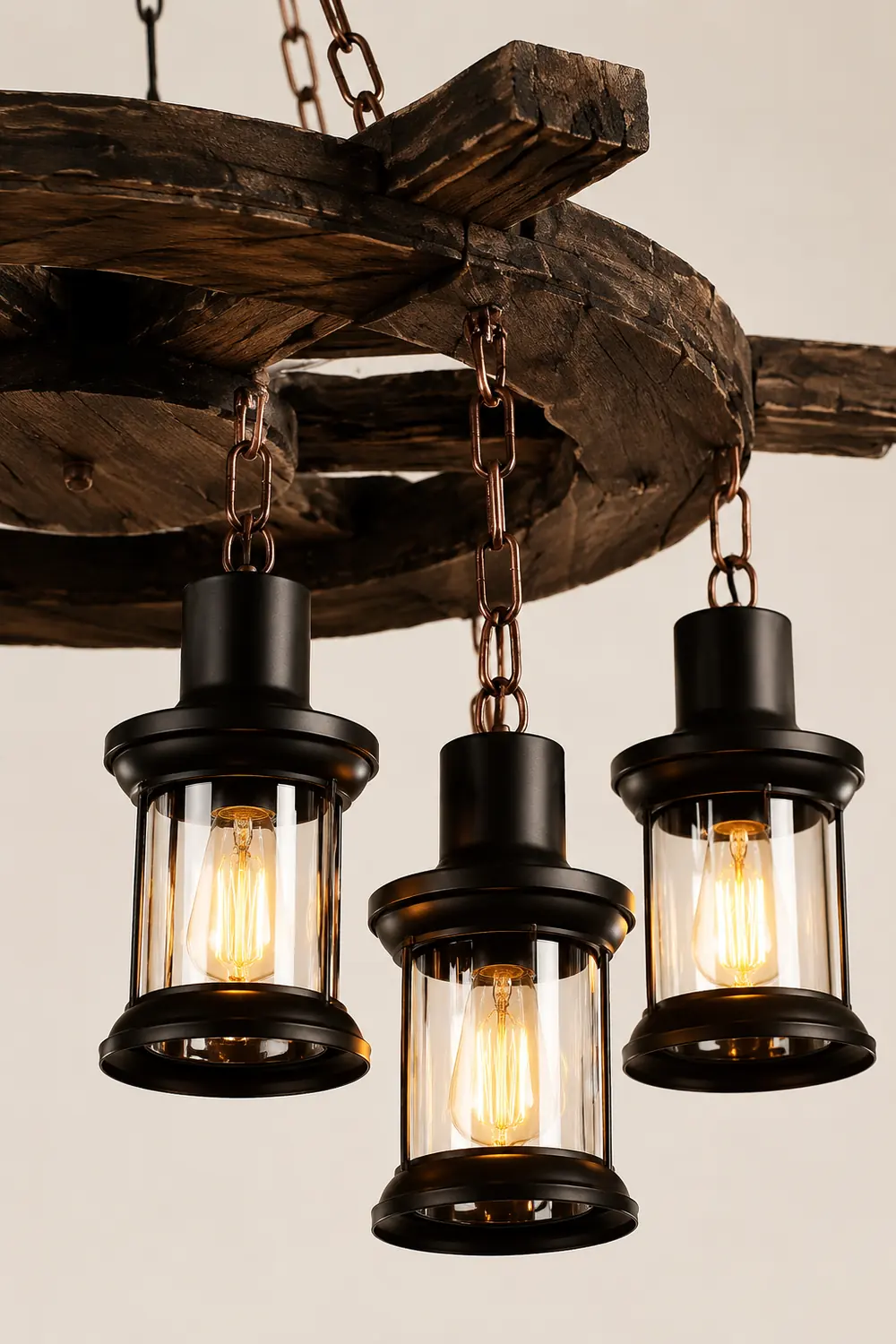 Austin Pendant Light, Wood & Metal, 31" - Lumpaz