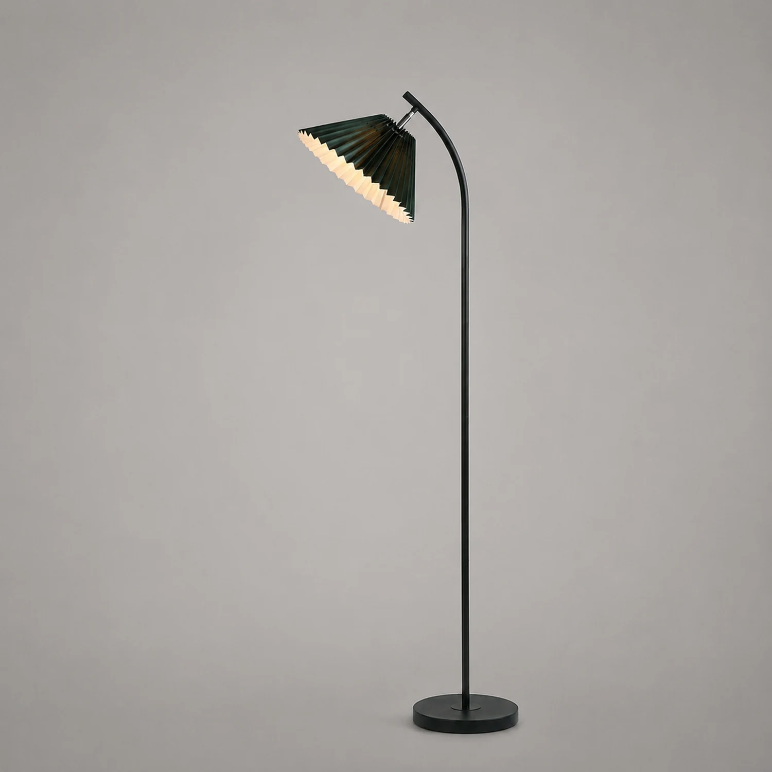 Ozawa Modern Arc Pleated Metal Fabric Floor Lamp, 3 Color - Lumpaz