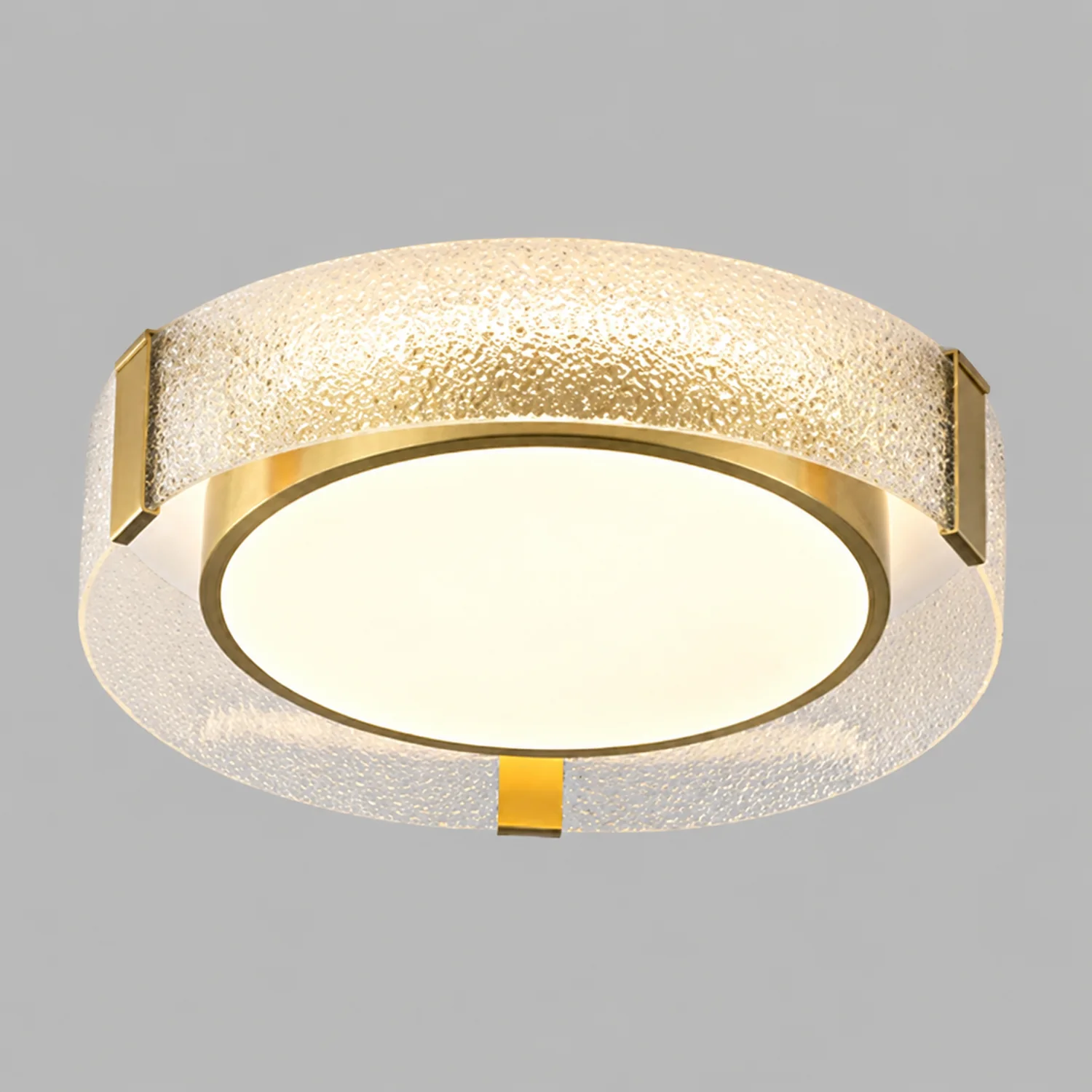 Quinn Modern Round Metal/Glass Flush Mount Ceiling Light, Gold - Lumpaz