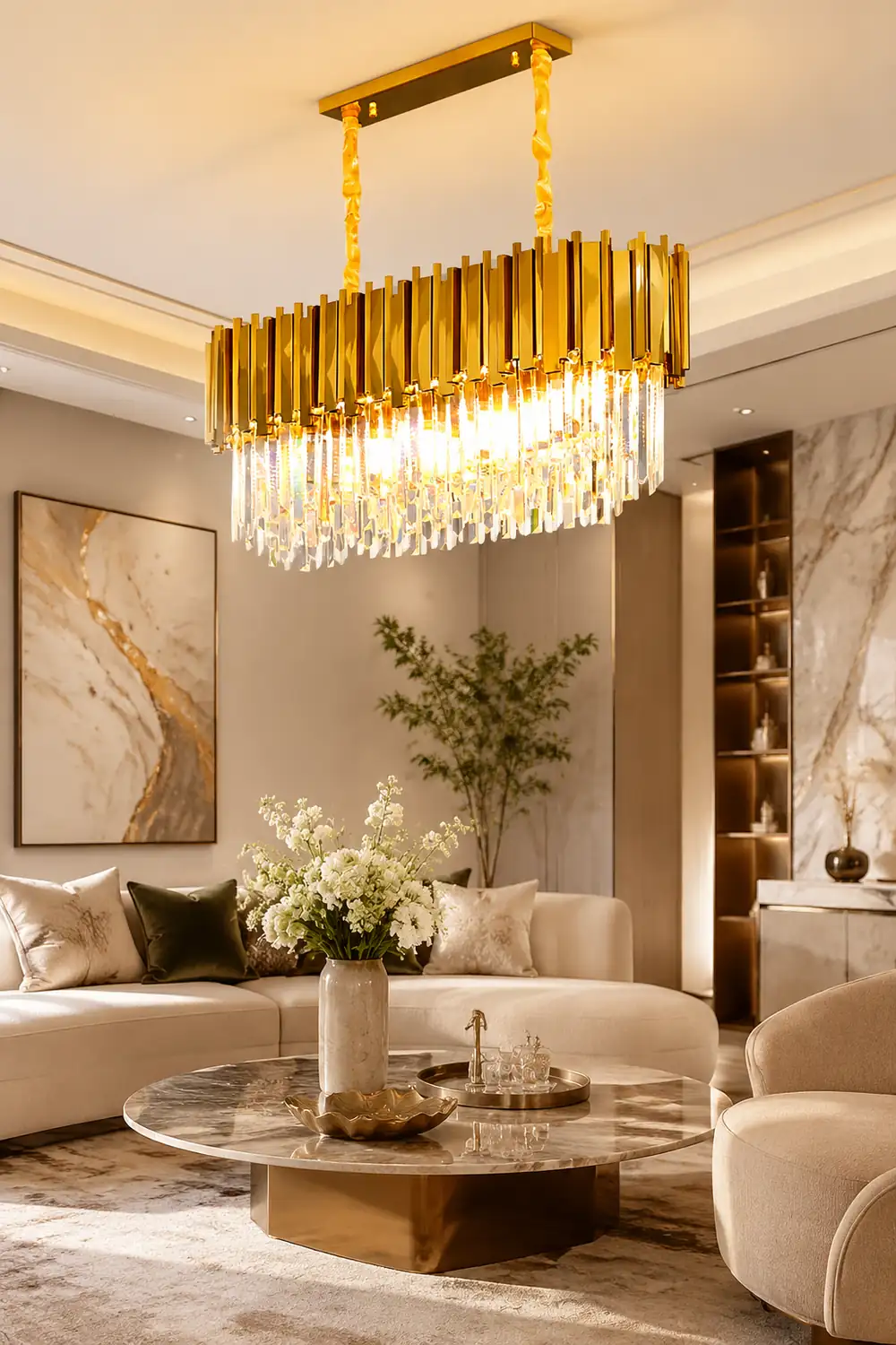 Marilyn Nordic Postmodern Luxury Gold Crystal Chandelier for Dining Room & Living Room - Lumpaz