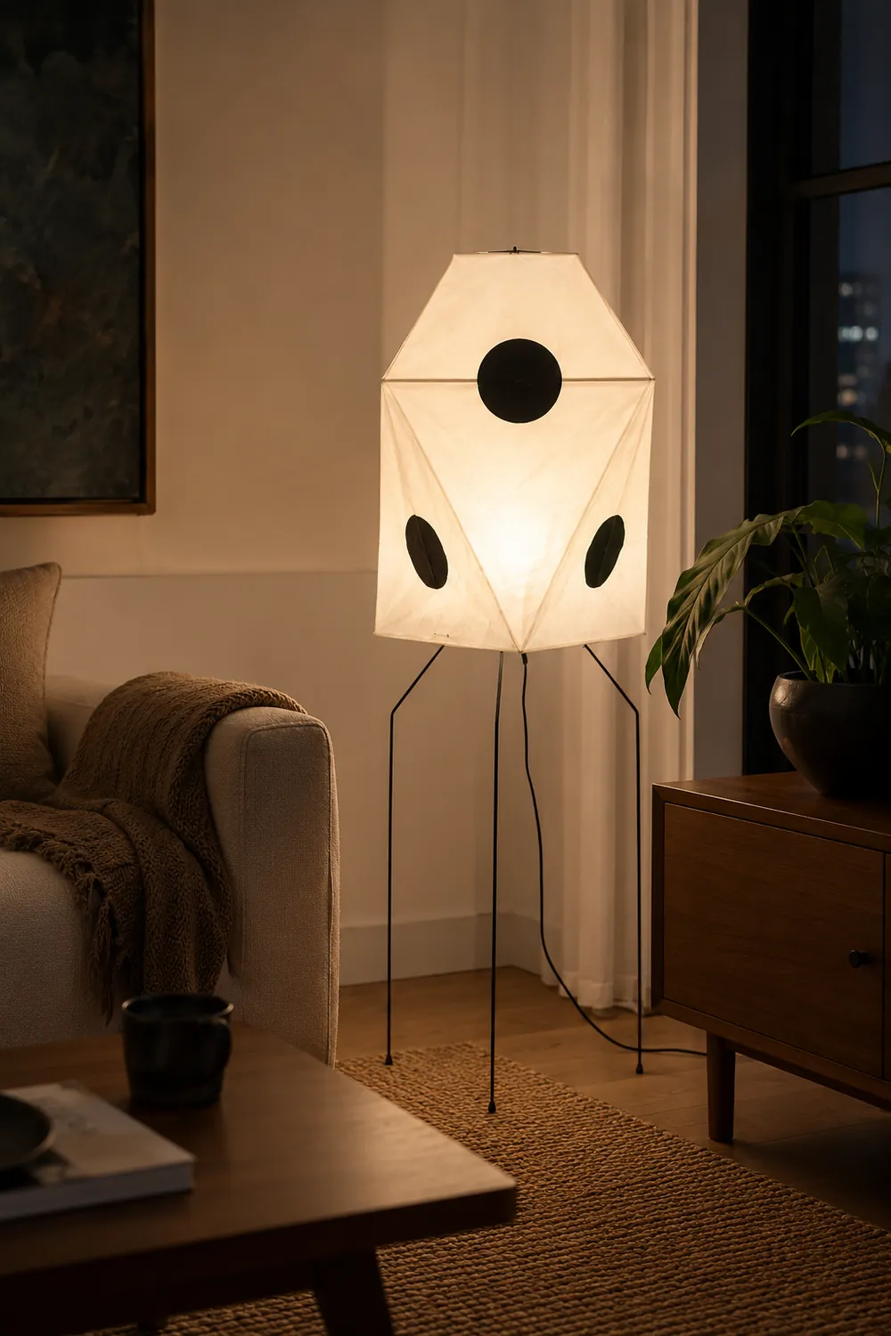 Renée Modern Funky Floor Lamp, Artificial Paper/Metal - Lumpaz