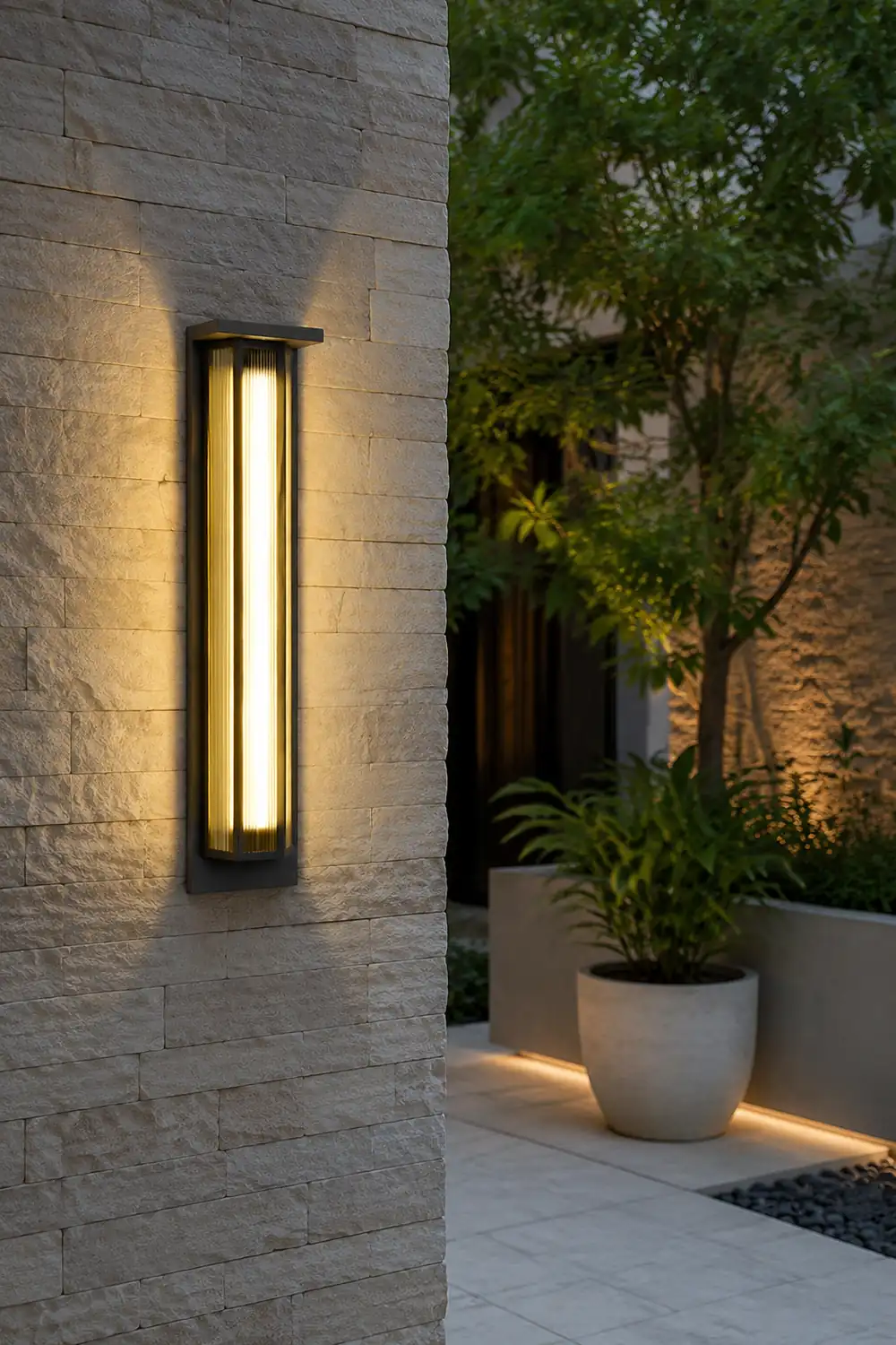 Vintage Rectangular Acrylic LED Outdoor Solar Wall Lights - Lumpaz