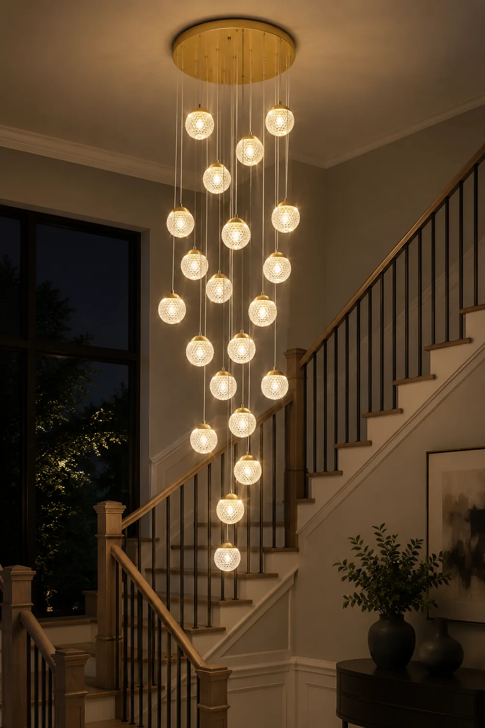 Jibril Multi Staircase Modern Art Deco Pendant Light, Gold - Lumpaz