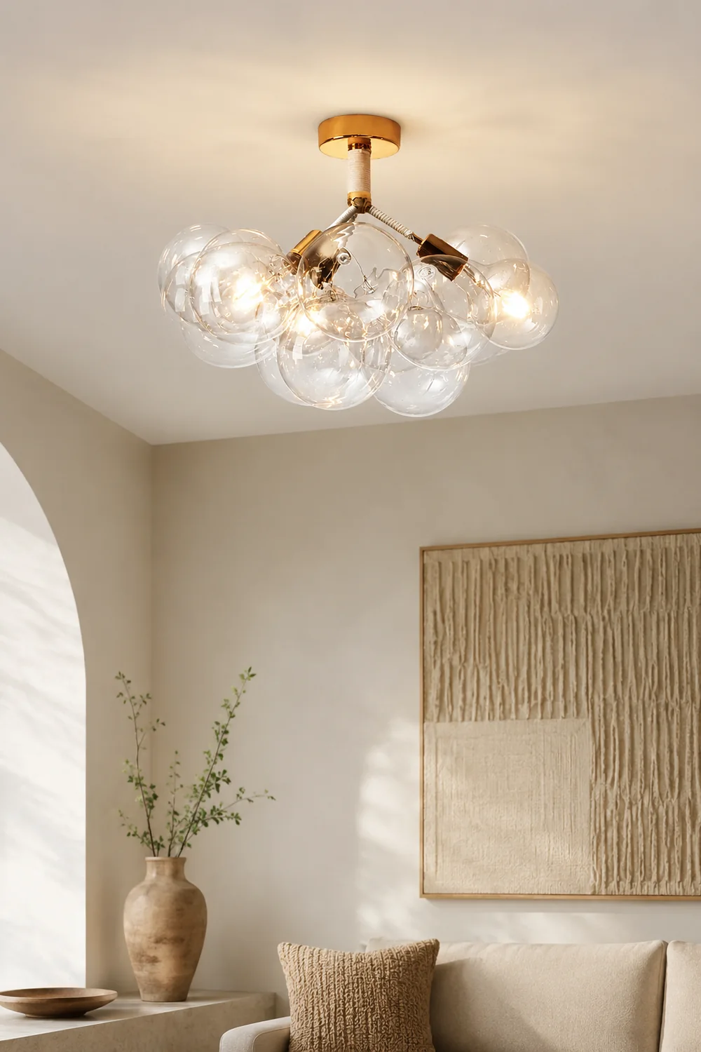 Valentina Modern Multi Globe Acrylic Ceiling Light, Gold/Chrome - Lumpaz