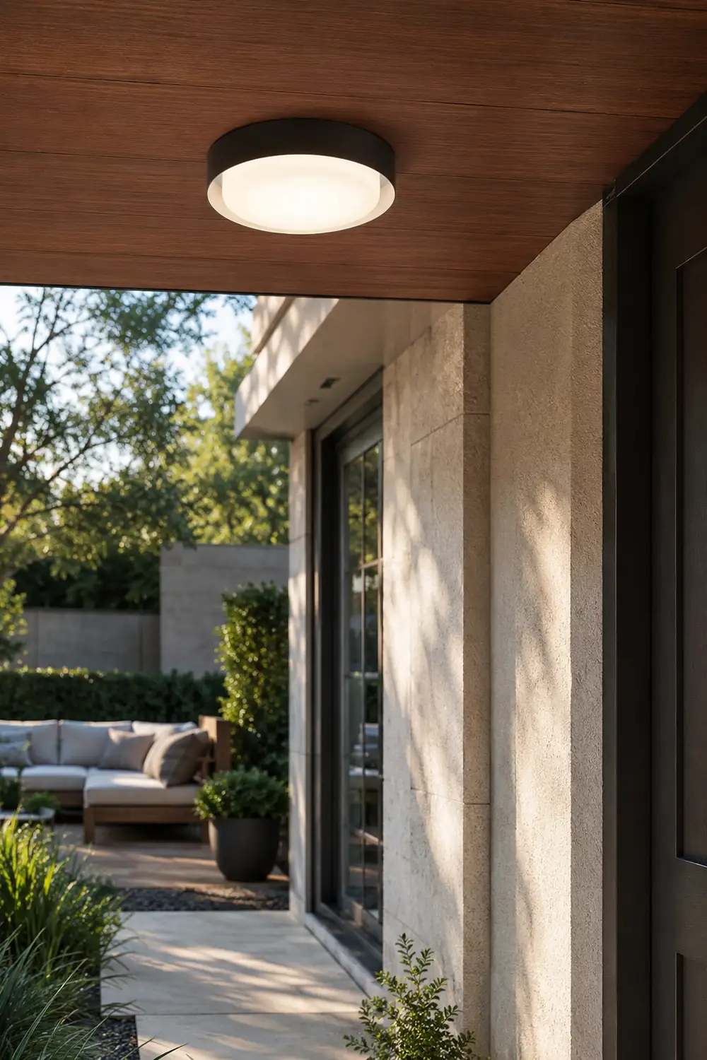 Orr Modern Round Flush Mount Ceiling Light, Metal/Acrylic, White/Black - Lumpaz
