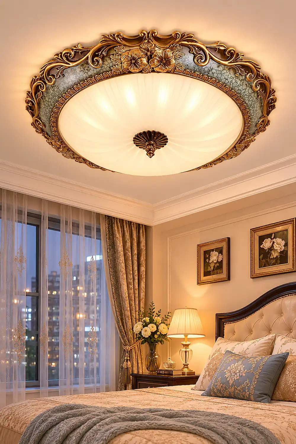 Eryn Flush Mount Ceiling Light, Brass/Resin - Lumpaz