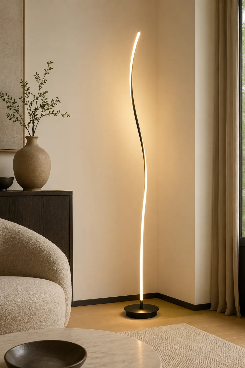 Modern Linear Metal Acrylic Floor Lamp, Black/White - Lumpaz