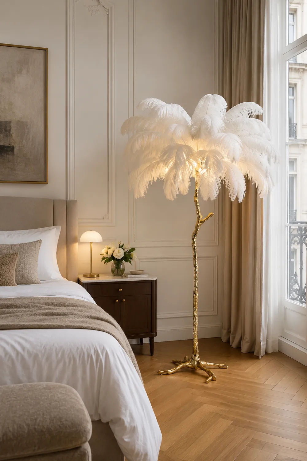 O'Moore Nordic Luxury Unique Ostrich Feather Floor Lamp/Table Lamp - Lumpaz