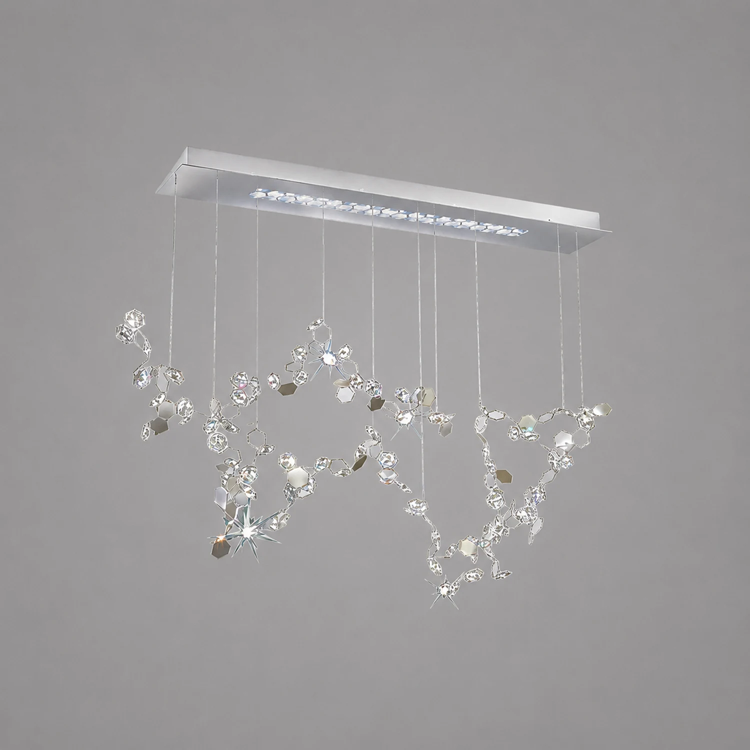 Ophelia Modern Sheet Crystal Chandelier, Silver, Living Room - Lumpaz