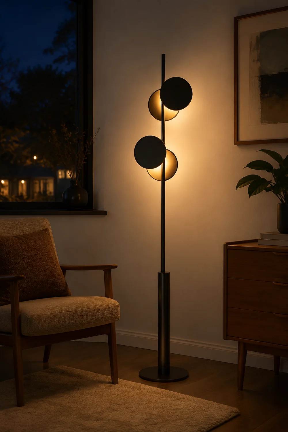 Salgado Nordic Round Metal 2 Bulb Floor Lamp Living Room - Lumpaz