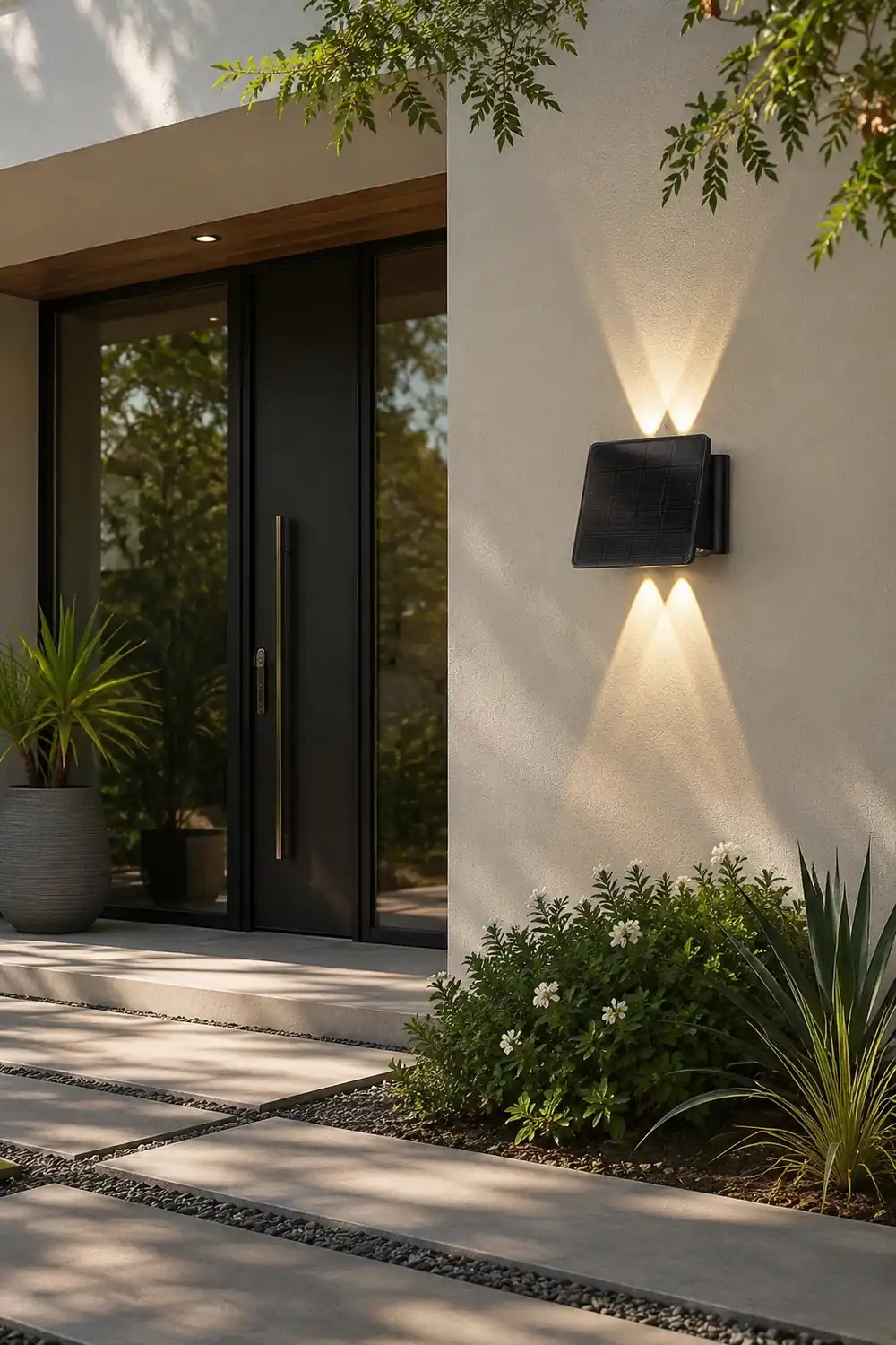 Up and Down Lighting LED Waterproof Black Modern Solar Wall Lights - Lumpaz