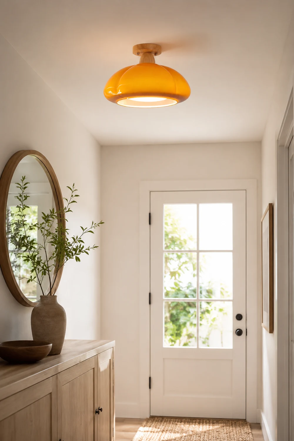 Hailie Modern LED Pumpkin Creativity Ceiling Light Glass Wood Aisle/Hallway/Bedroom/Living Room - Lumpaz