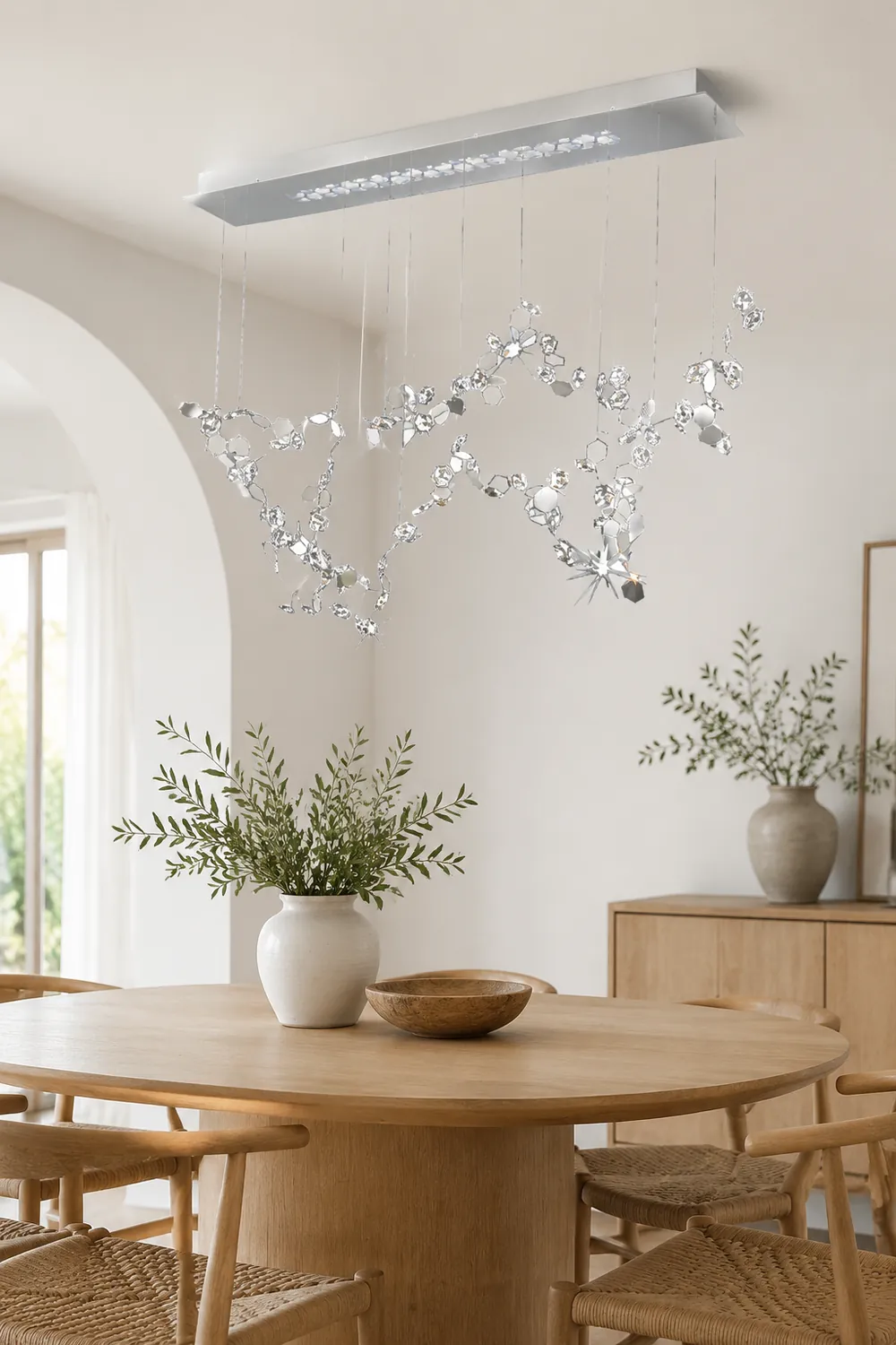 Ophelia Modern Sheet Crystal Chandelier, Silver, Living Room - Lumpaz