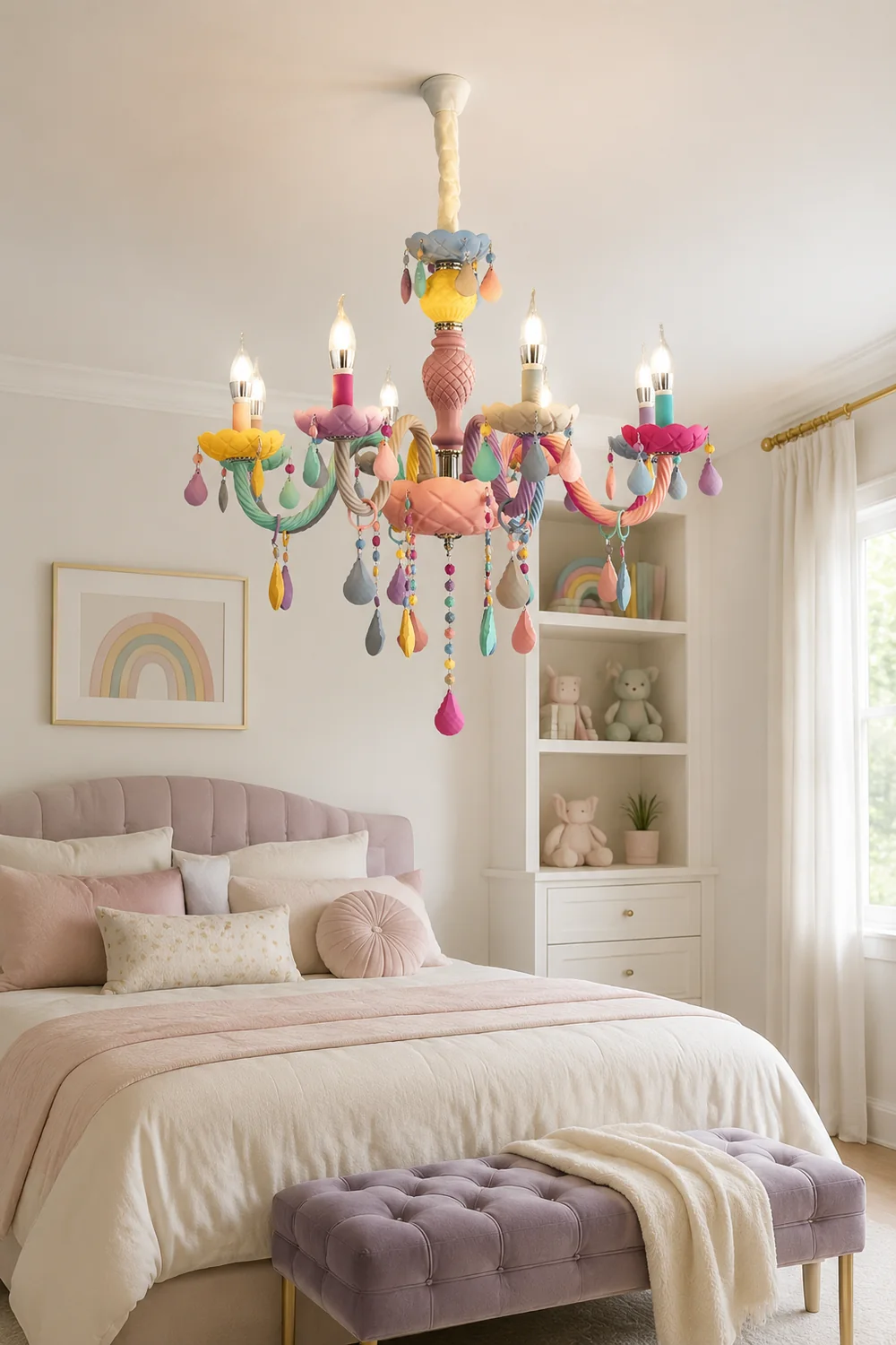 Morandi Modern Metal Colorful Chandelier for Children's Room, Living Room - Lumpaz