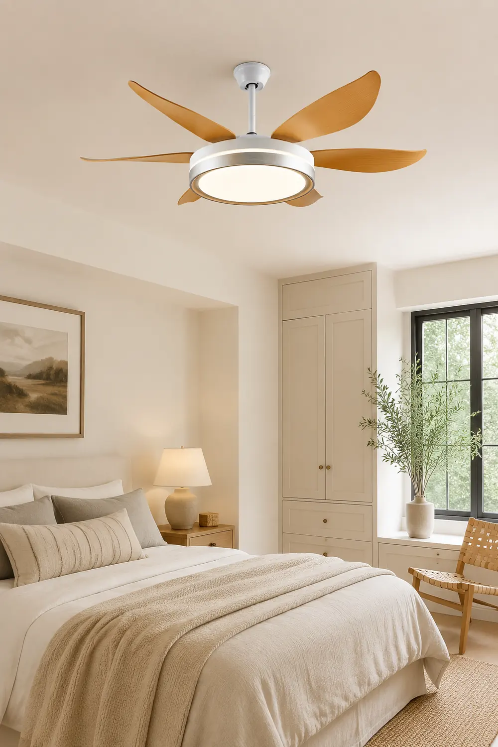 Haydn 6-Blade DC Fan with Light, Silver & Gold, Metal & Acrylic & ABS, Bedroom - Lumpaz