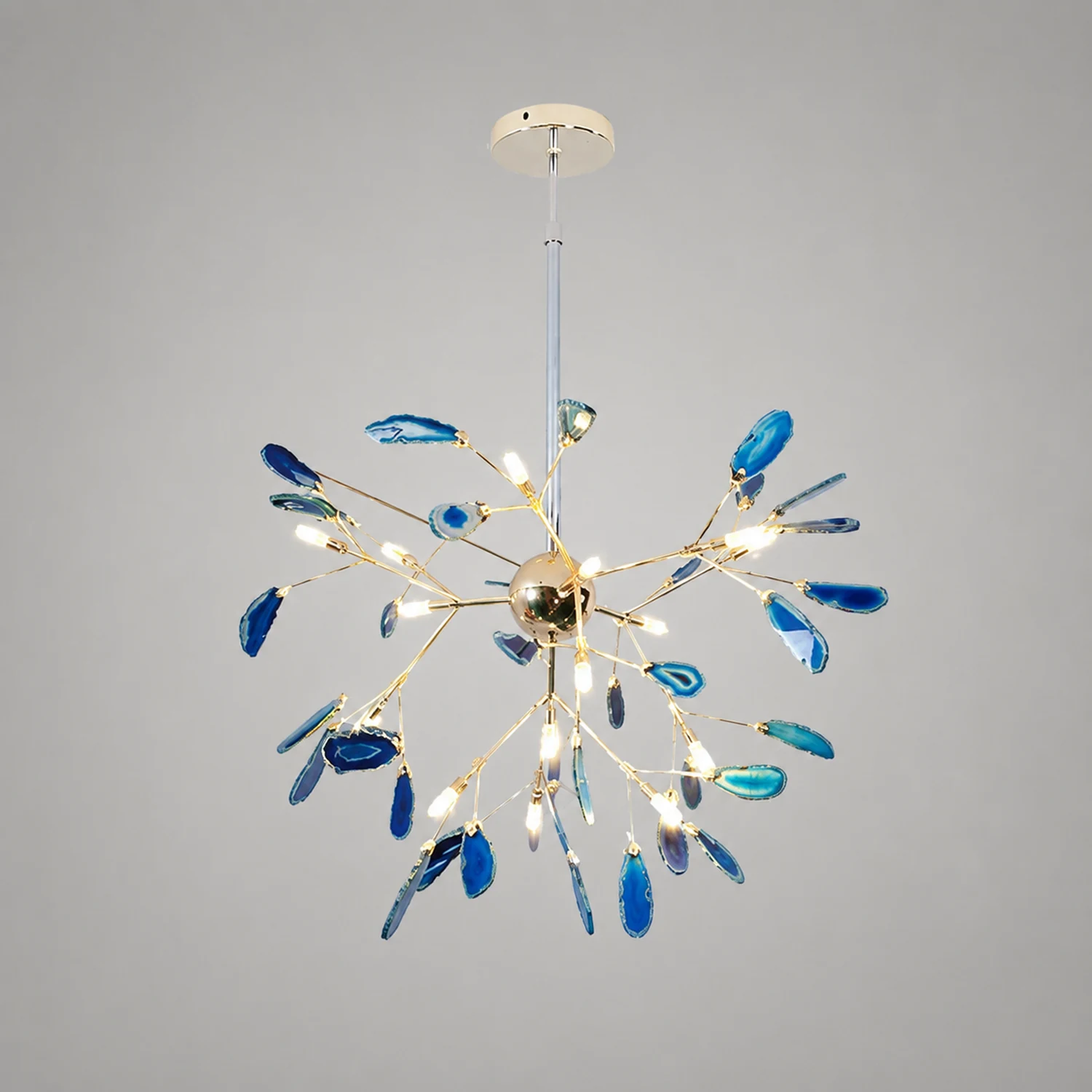 Javon Artistic Leaf Agate Pendant Light Blue/Green/Colorful Dining Room - Lumpaz