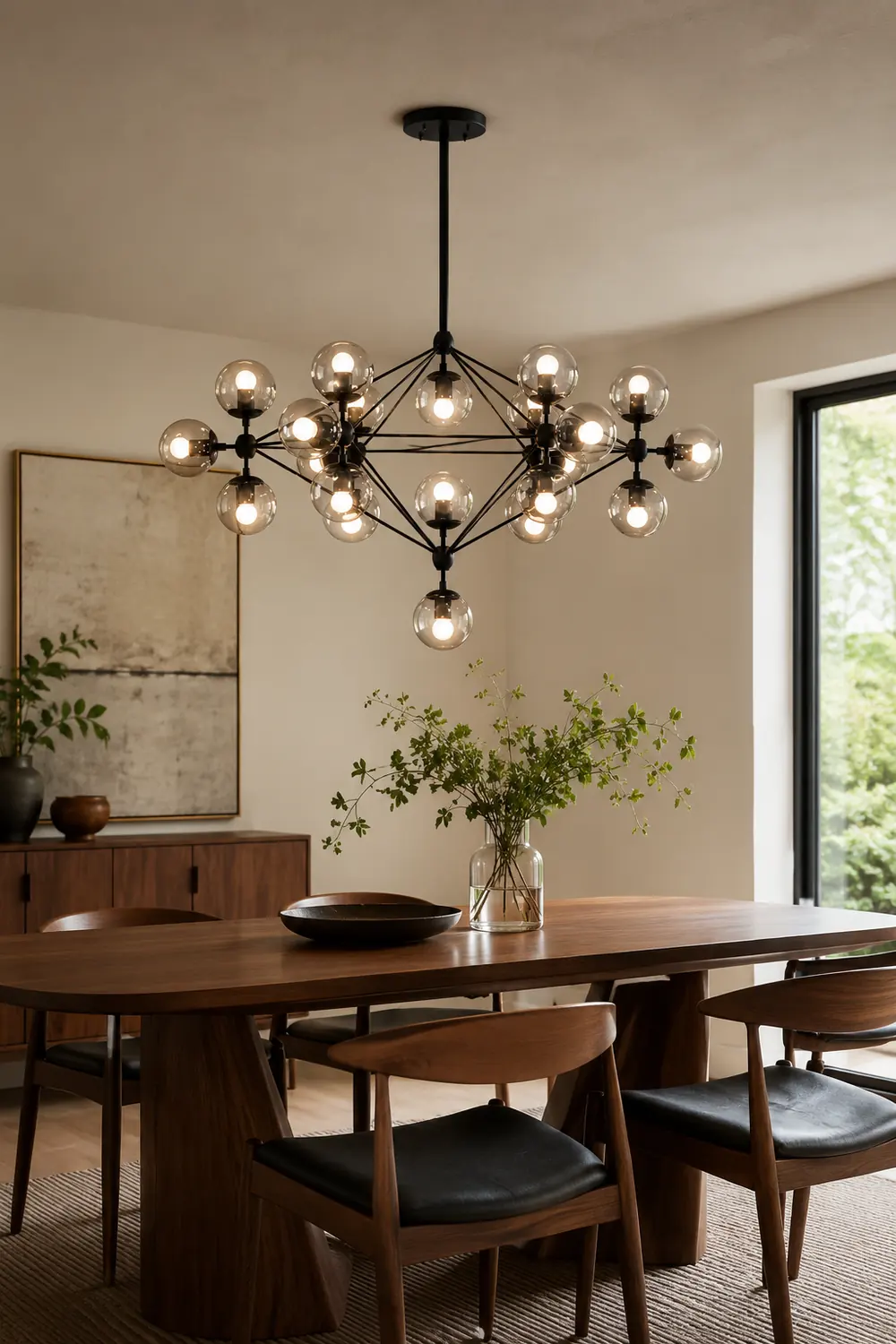 Valentina Pendant Light Bubble Modern, Glass/Metal, Black, Bedroom - Lumpaz
