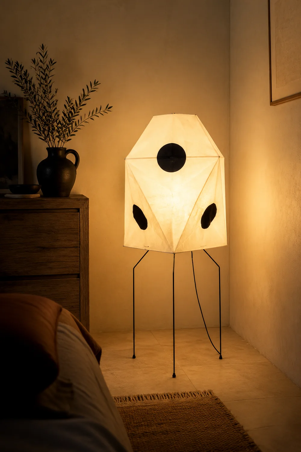 Renée Modern Funky Floor Lamp, Artificial Paper/Metal - Lumpaz