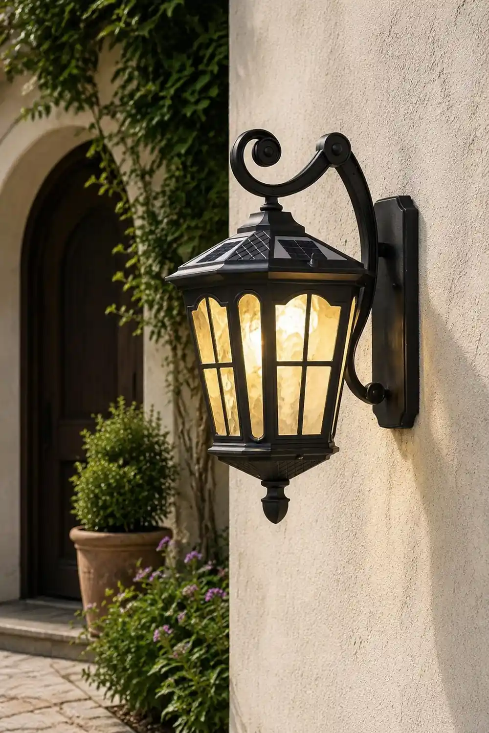 Retro Waterproof LED Aluminum Black Vintage Solar Outdoor Wall Light - Lumpaz
